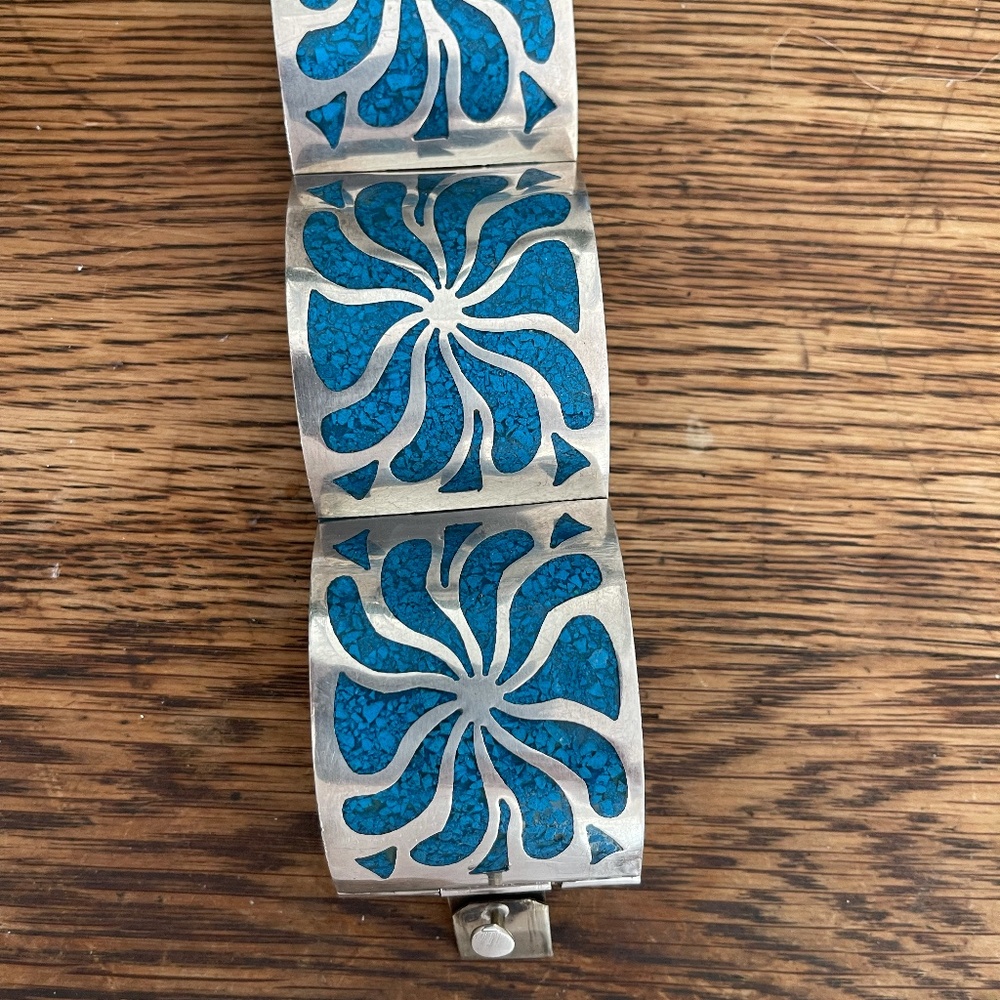 Mexican Silver and Turquoise Cuff Bracelet